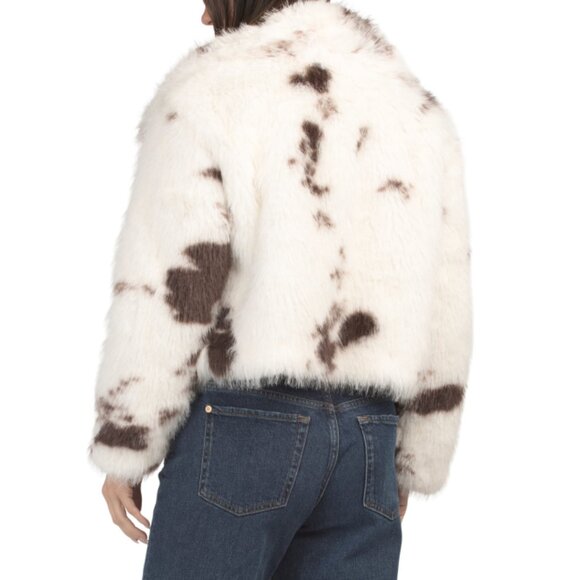 NVLT Leopard Luxurious Fox Faux Fur Cropped Jacket - Picture 2 of 2